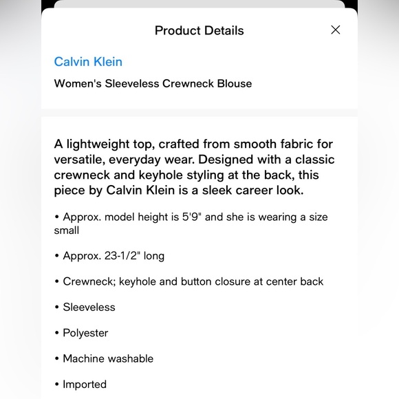 Calvin Klein Women's Sleeveless Crewneck Blouse - Picture 3 of 9